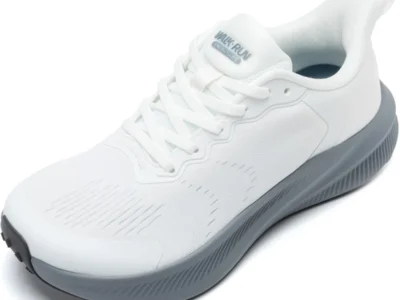 ALEADER Wide Toe Box Shoes Women Running Sneakers White/Gray Size 7 | Walking Hands Free Shoes Womens Nurse Plantar Fasciitis Orthopedic Arch Support