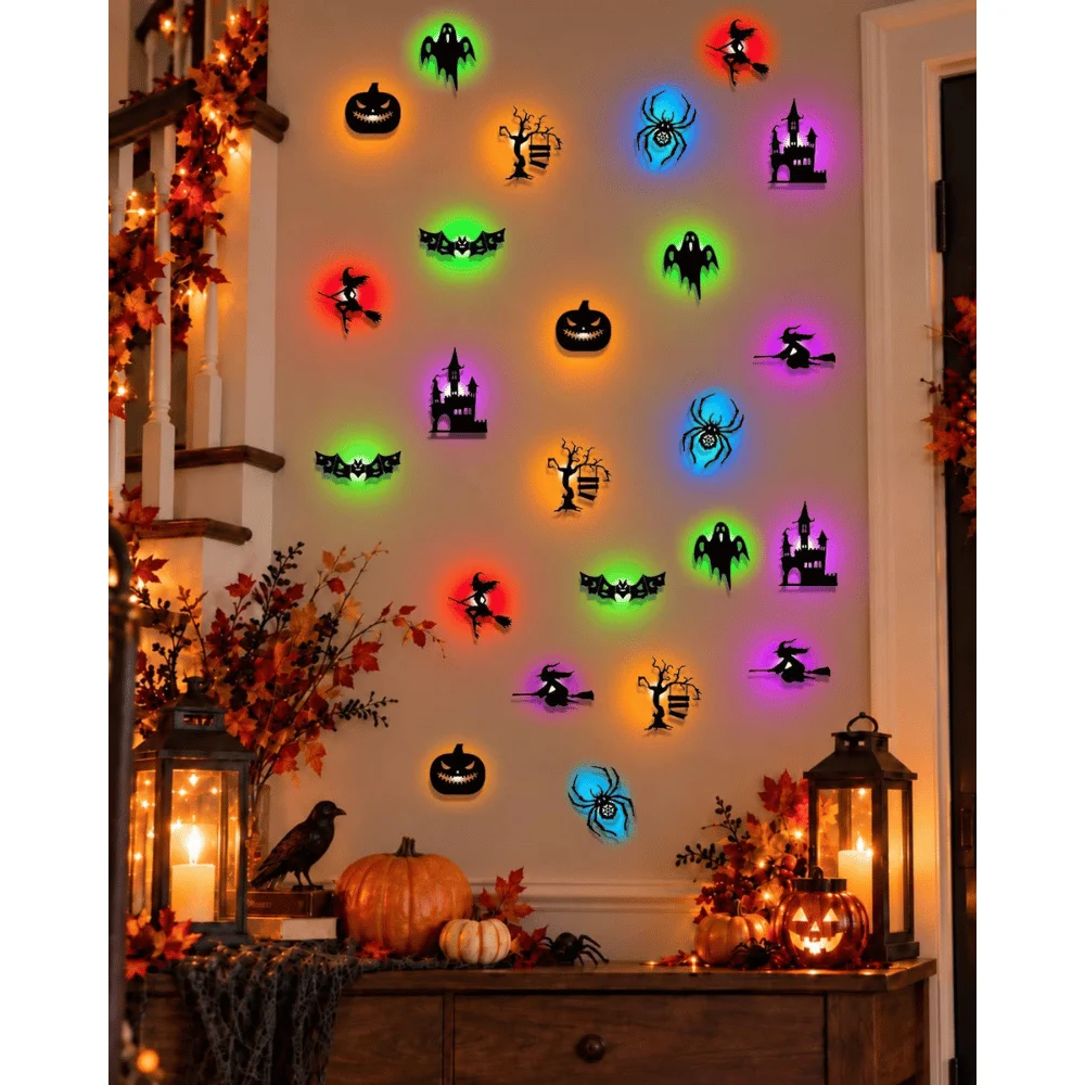 24 Pcs Halloween LED Silhouette Wall Lights Deal: Save $8.xx at Amazon