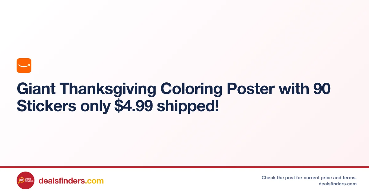Giant Thanksgiving Coloring Poster Only $4.xx at Amazon