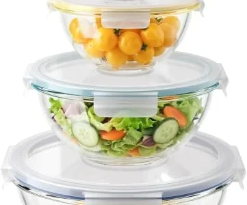 8-pc (4 bowls + 4 lids) GENICOOK Nesting Glass Mixing Bowl Set w/ Airtight Lids $19.xx