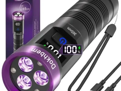 Dokhbem 365nm 3-LED UV Black Light USB-C Rechargeable Flashlight w/ LCD Display $10.xx