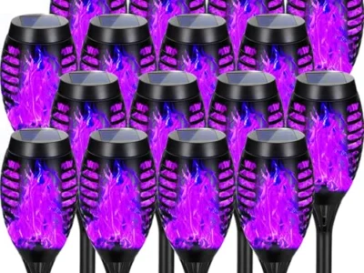 16-Pack AOUNQ Purple Halloween Outdoor Solar Lights with Flickering Flame $35.xx at Amazon