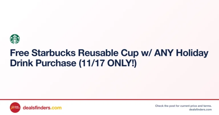 Free Starbucks Reusable Cup with Holiday Drink Purchase at About