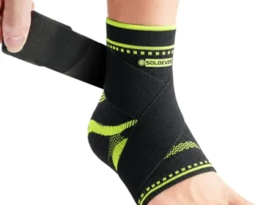 SOLOEVER Compression Ankle Brace w/ Silicone Pads & Strap (Black) $6.xx