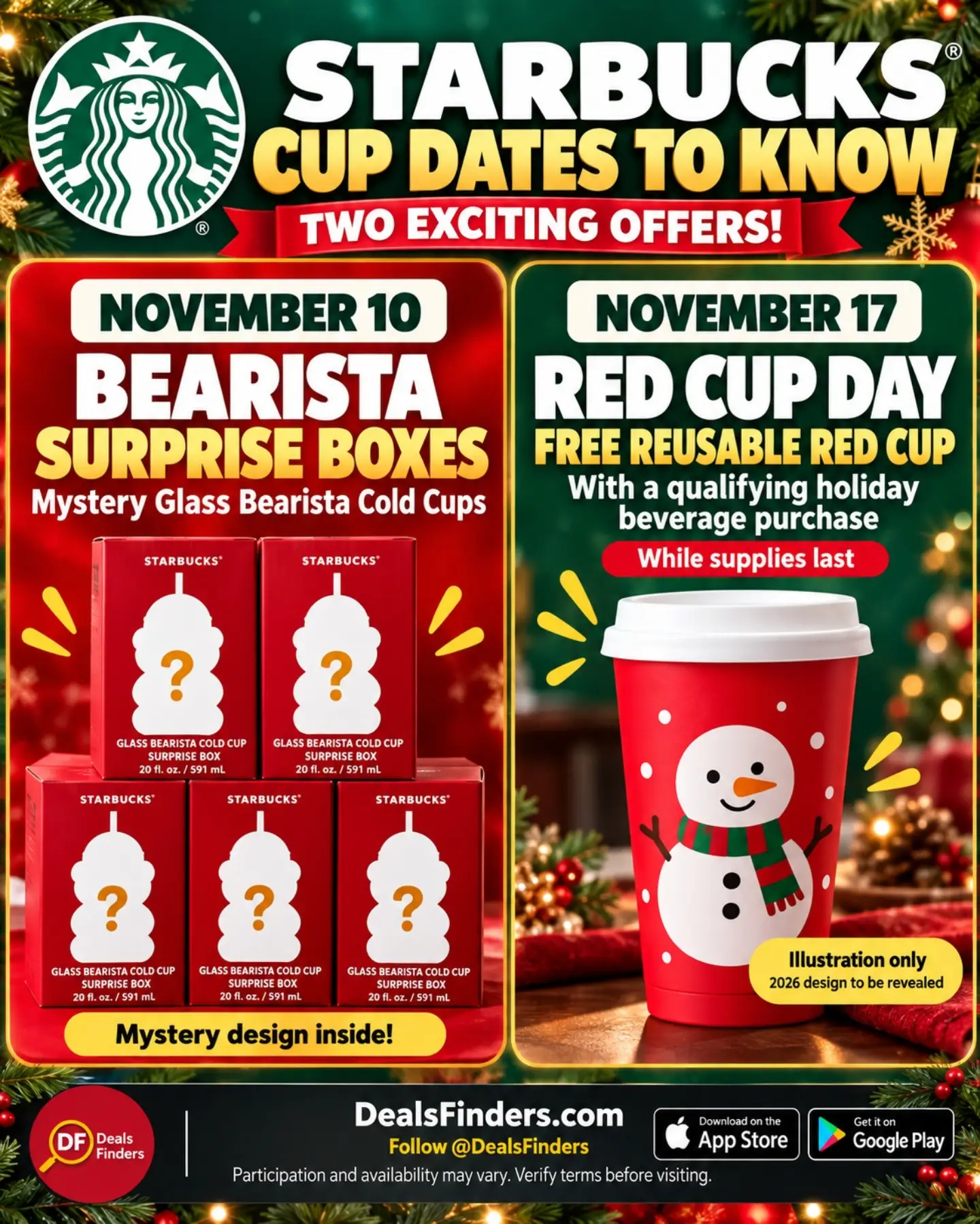 Starbucks Cup Dates: Bearista Surprise Boxes November 10 and Red Cup Day November 17