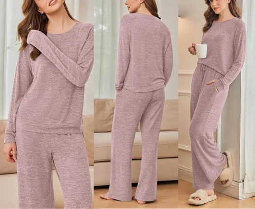 Ekouaer 2-Piece Long Sleeve Crew Neck Pj Lounge Set for $13.xx (Reg $33)