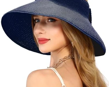 Amazon : Women’s Straw Hat with Ponytail Hole Wide Brim Visor Sunhat $4.xx (Reg$14) + Free Prime Shipping. #Ad