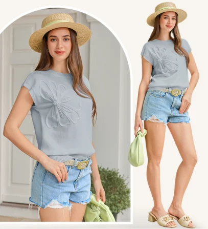 3D Floral Cap Sleeve Sweater Deal: Use Promo Code