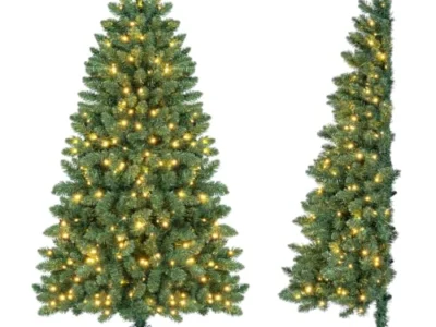 Goplus 5′ Pre-Lit Half-Shape Christmas Tree w/ 170 LED Lights $50.xx at Amazon