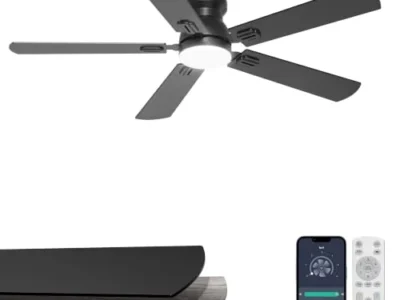 52″ Phylluz Flush Mount Low Profile Ceiling Fan w/ Dimmable LED Light & Remote $42.xx + Free S&H