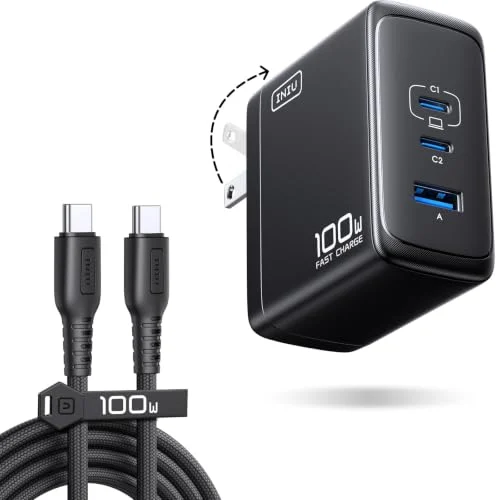 INU 3-Port Up to 100W USB-C GaN Wall Charger Only $32.xx at Amazon