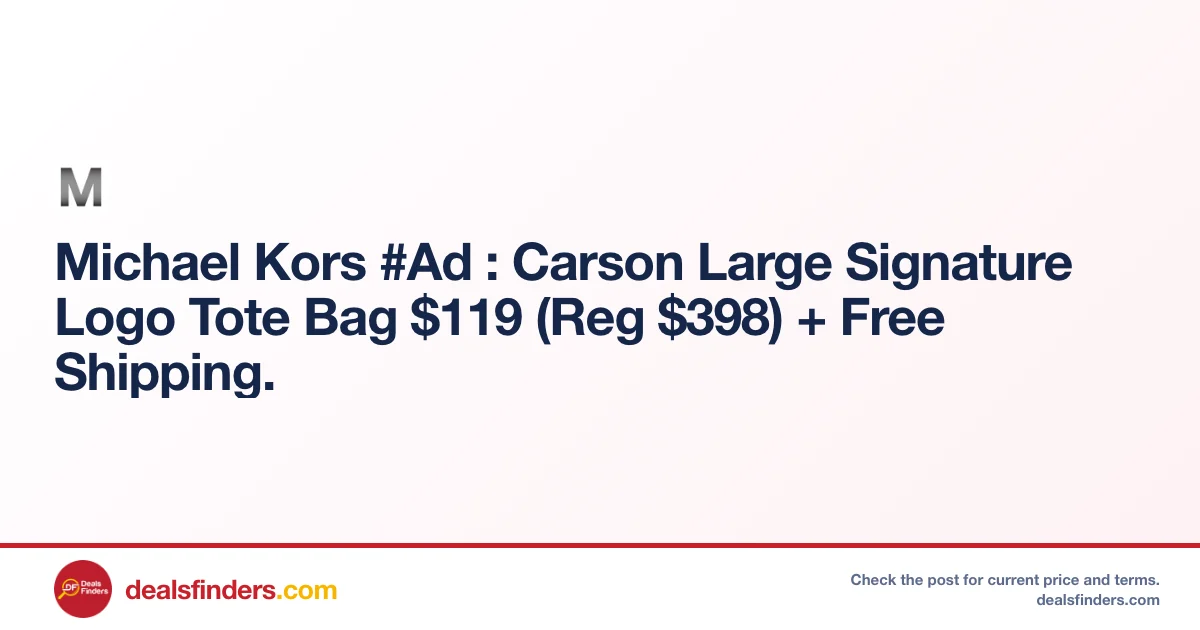 Carson Large Signature Logo Only $119 (Reg. $398) at Michael Kors
