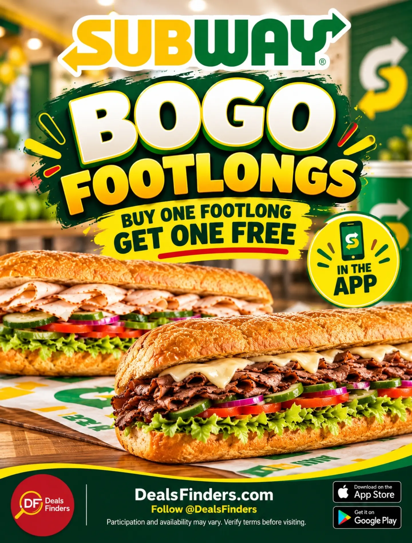 Subway BOGO Footlongs: Buy One, Get One Free Through November 8