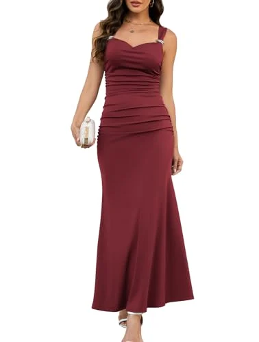 Women’s Elegant Ruched Spaghetti Strap Bodycon Only $9.xx at Amazon