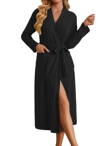 Women’s Long Ribbed Bathrobe Deal: Save 53% at Amazon