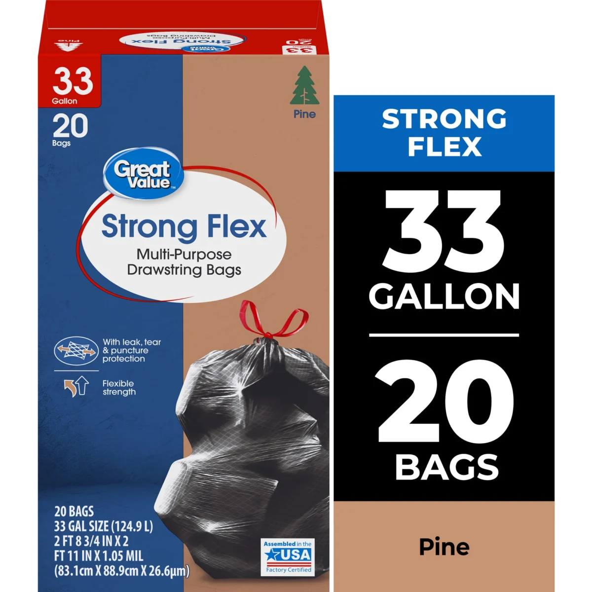 Great Value Strong Flex Trash Bags 33 Gal, 80-Pack Only $21 at Walmart