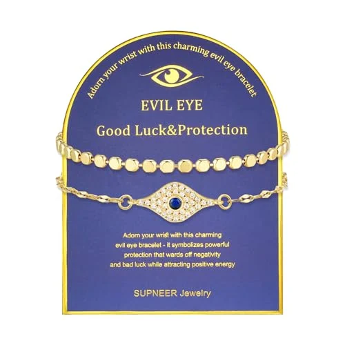 SUPNEER 18K Gold Evil Eye Bracelets Only $6.xx at Amazon