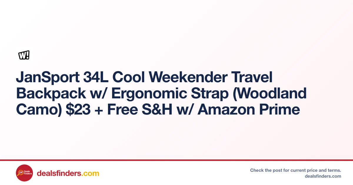 JanSport 34L Cool Weekender Backpack Just $23.xx at Woot