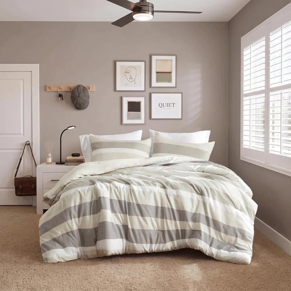 Queen Size Striped Comforter Set Deal: Save 53% at Amazon