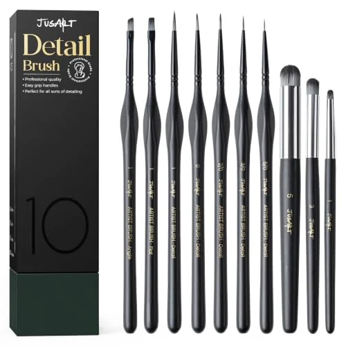 JusArt 10-Pc Miniature Detail Paint Brush Set Only $6.xx at Amazon