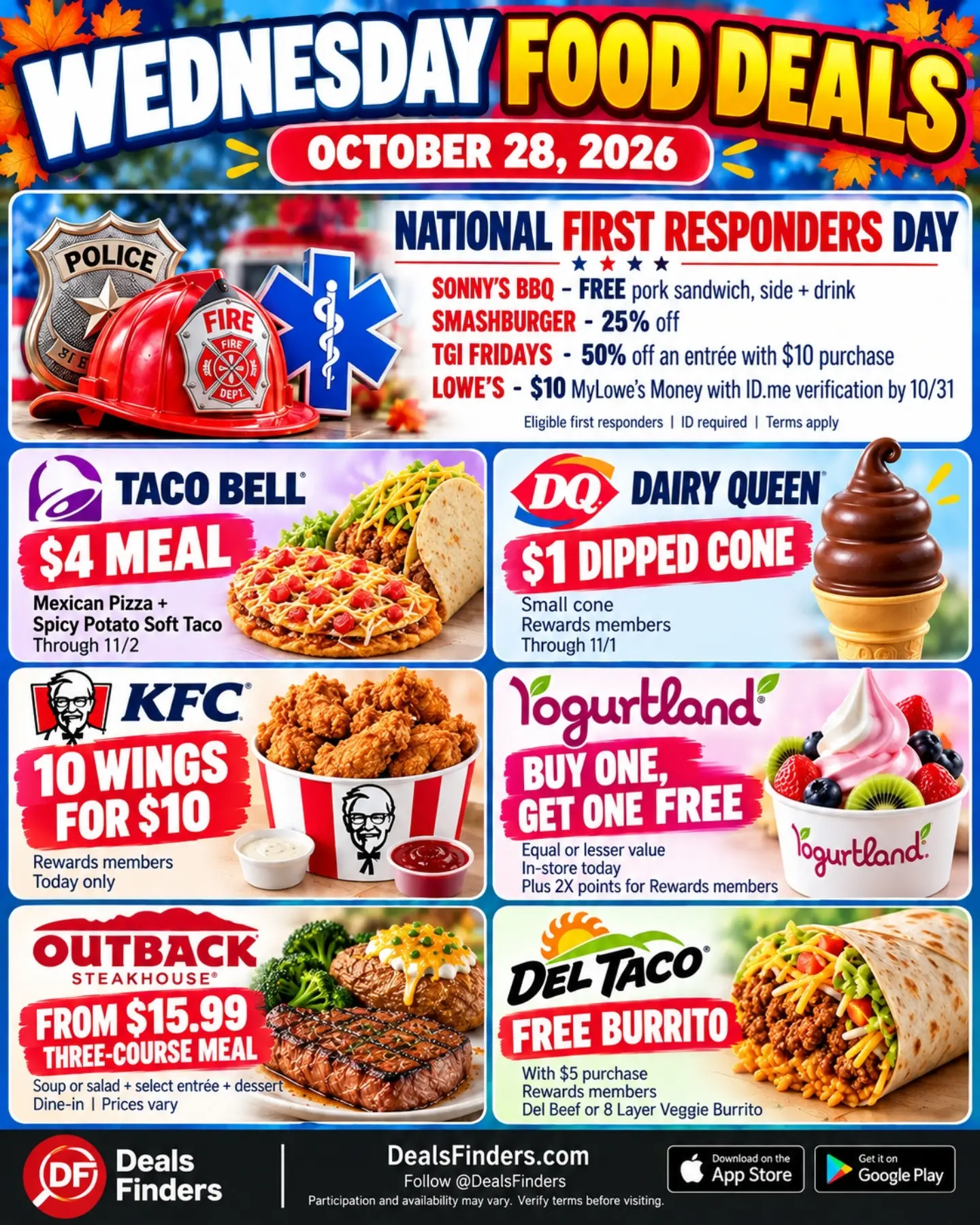 Wednesday Food Deals: $4 Taco Bell, $1 DQ Cone and First Responder Offers