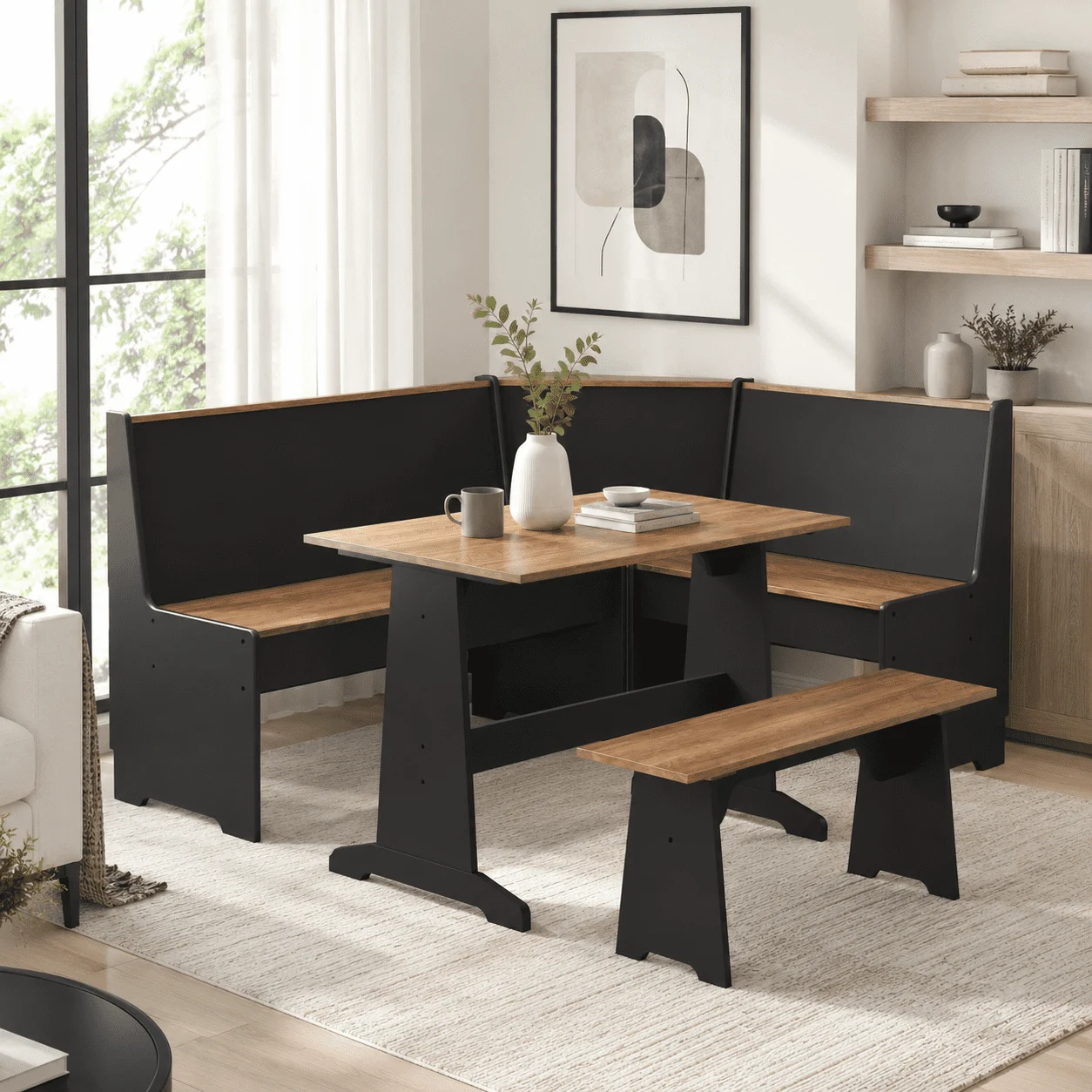 Merluxy Breakfast Nook Corner Dining Table Set Only $262 at Walmart