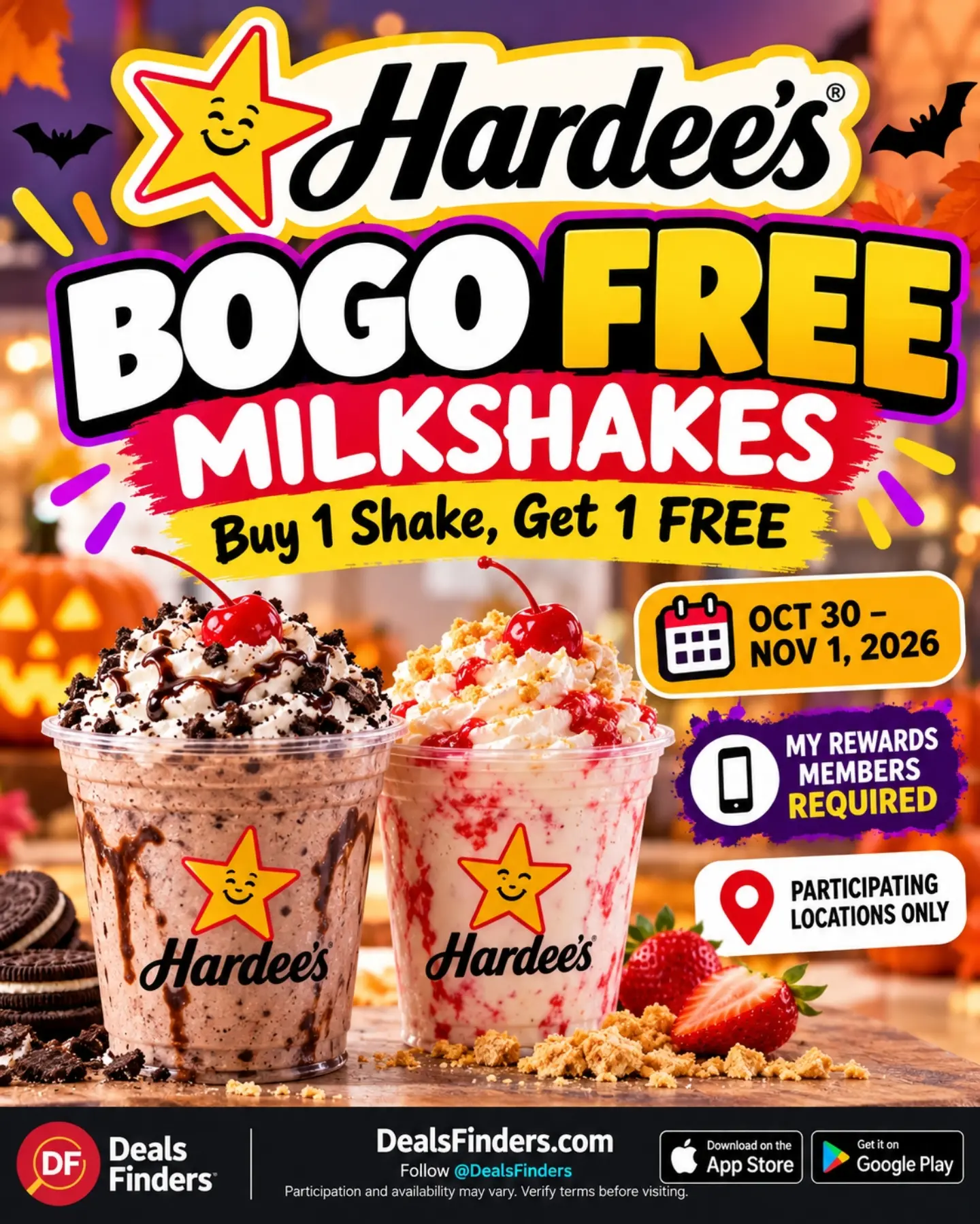 Hardee’s BOGO Free Shakes: October 30–November 1, 2026