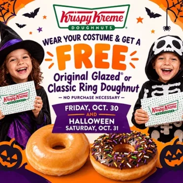Free Original Glazed Doughnut at Krispy Kreme on Halloween Oct 30-31
