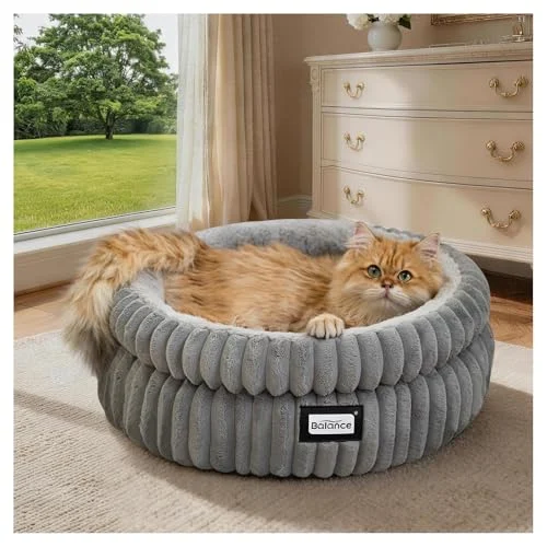BALANCE 20″ Round Faux Fur Dog & Cat Bed Only $15.xx at Amazon