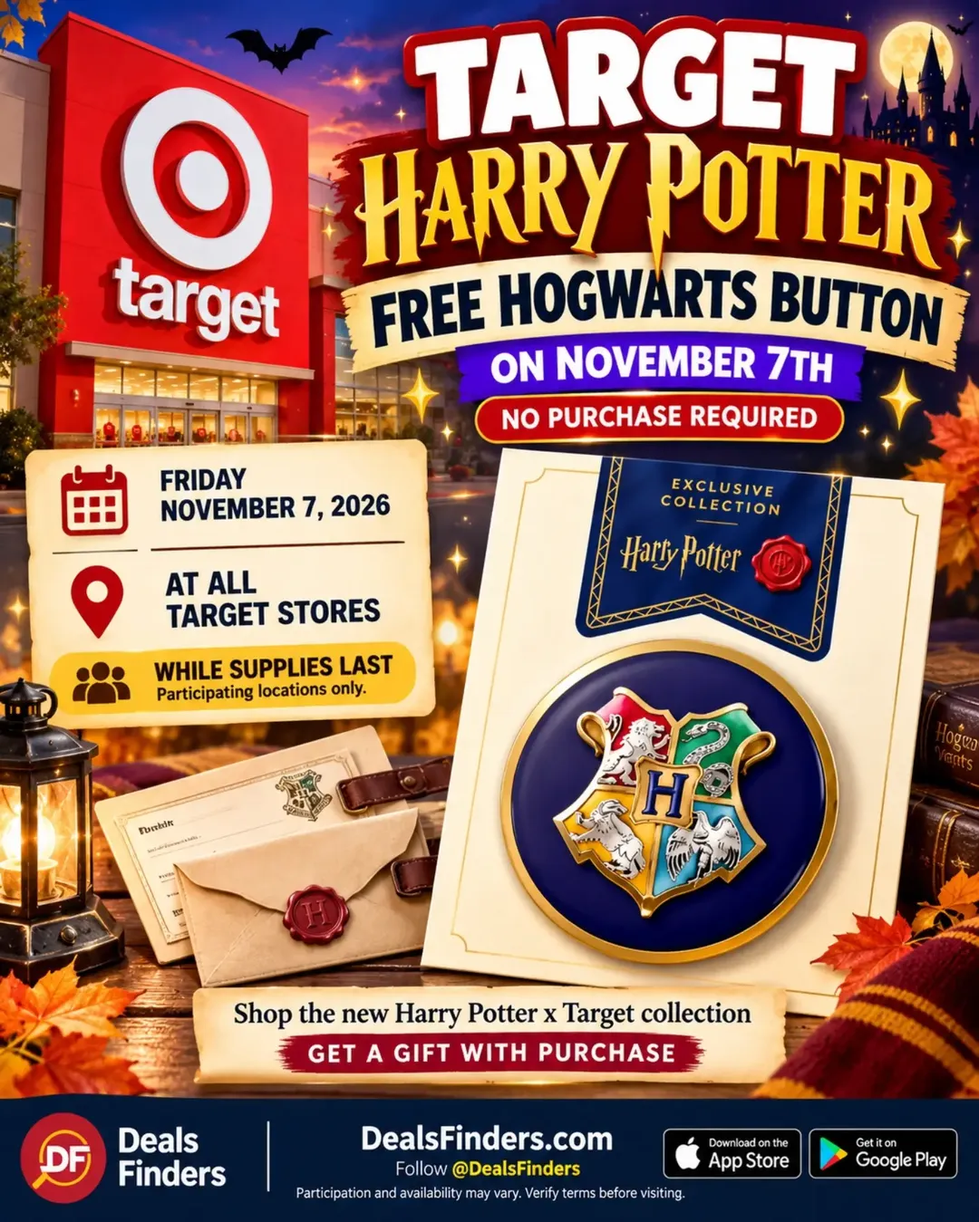 Target Free Hogwarts Crest Button Giveaway: November 7, 2026