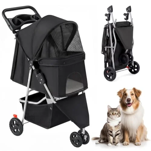 3 Wheel Pet Stroller for Dogs and Cats Only $39.xx at Amazon