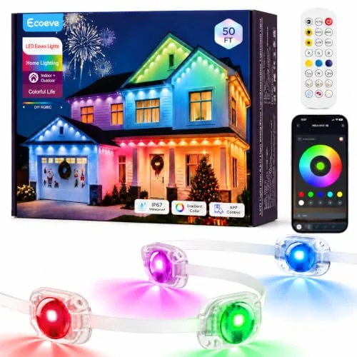 Ecoeve 50′ RGB+IC Outdoor Lights Only $30.xx at Amazon
